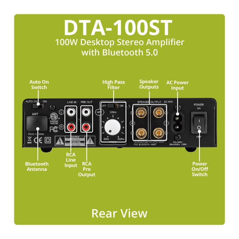 Dayton Audio Dta-100St 100W Desktop Stereo Amplifier With