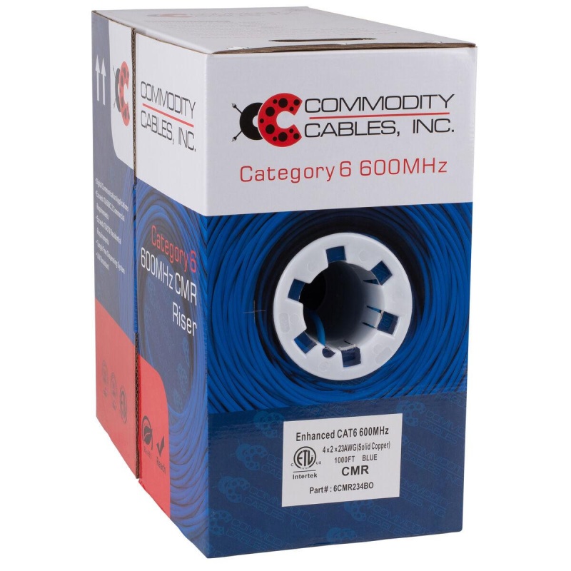Skywalker Cat 6 Solid Bare Copper Bulk Network Cable - CMR Rated 1000ft (Blue) SKL8800B
