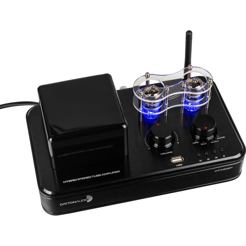 Dayton Audio Hta20bt Hybrid Stereo Tube Amplifier With Bluetooth 4.2 Usb Aux In Headphone Sub Out