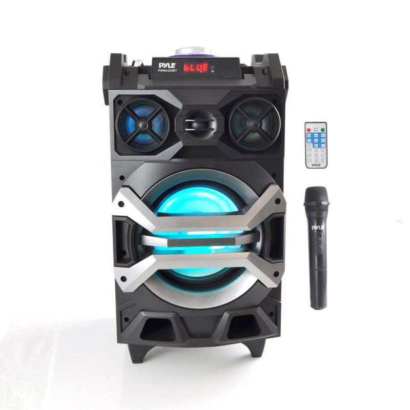 Pyle Pwma325bt Rechargeable Portable Bluetooth Karaoke Pa Speaker System With Flashing Dj Lights