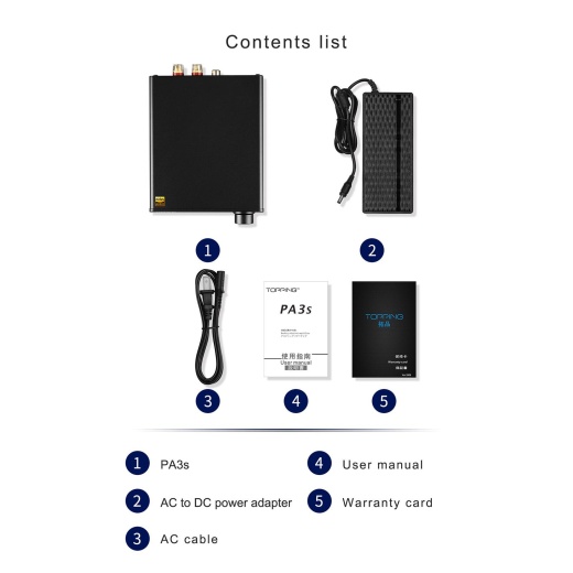 Topping Pa3s Compact Desktop Amplifier With Balanced And Unbalanced Inputs 2X80 Watt