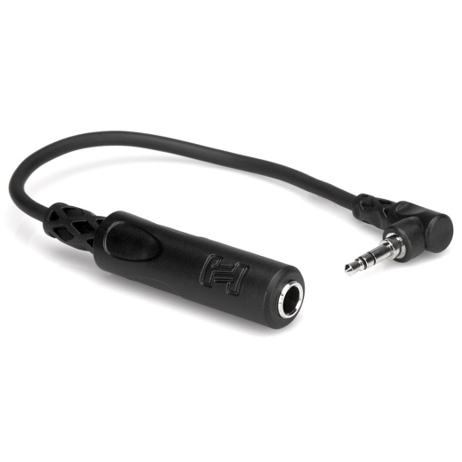 Hosa MHE-100.5 1/4" TRS to Right-Angle 3.5mm Headphone Adapter Cable 6"