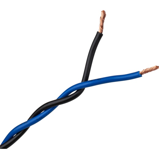 Audtek 16 Awg Stranded Ofc Twisted Pair Speaker Cabinet Hookup Wire Blue/Black 1 Ft
