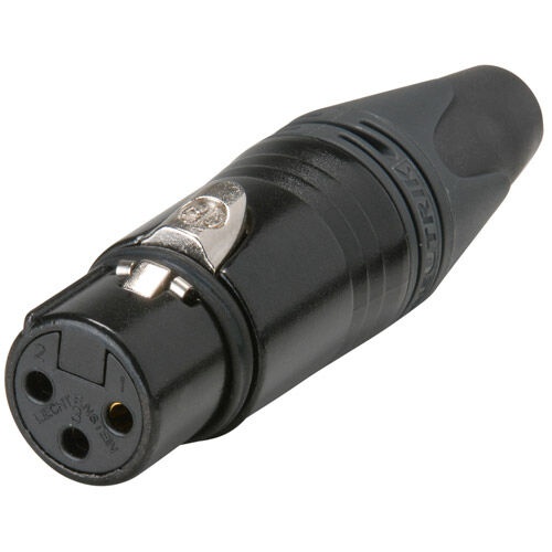Neutrik NC3FXX-B Female XLR Connector Black W/Gold Contacts
