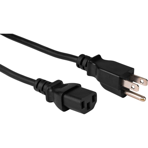 Shielded AC Power Cord Nema 5-15P to Iec-60320-C13 18 Awg 3C 10A SVT 125V Black 12 Ft