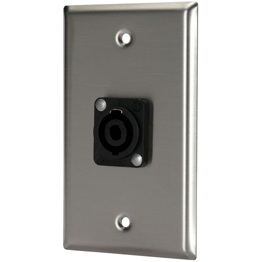 Pro Co WP1009 Speakon Stainless Steel Metal Wallplate Single Gang