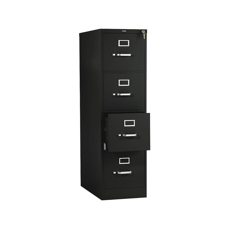 Hon 510 Series 4-Drawer Vertical File Cabinet, Locking, Letter, Black, 25"D (Hon514pp)