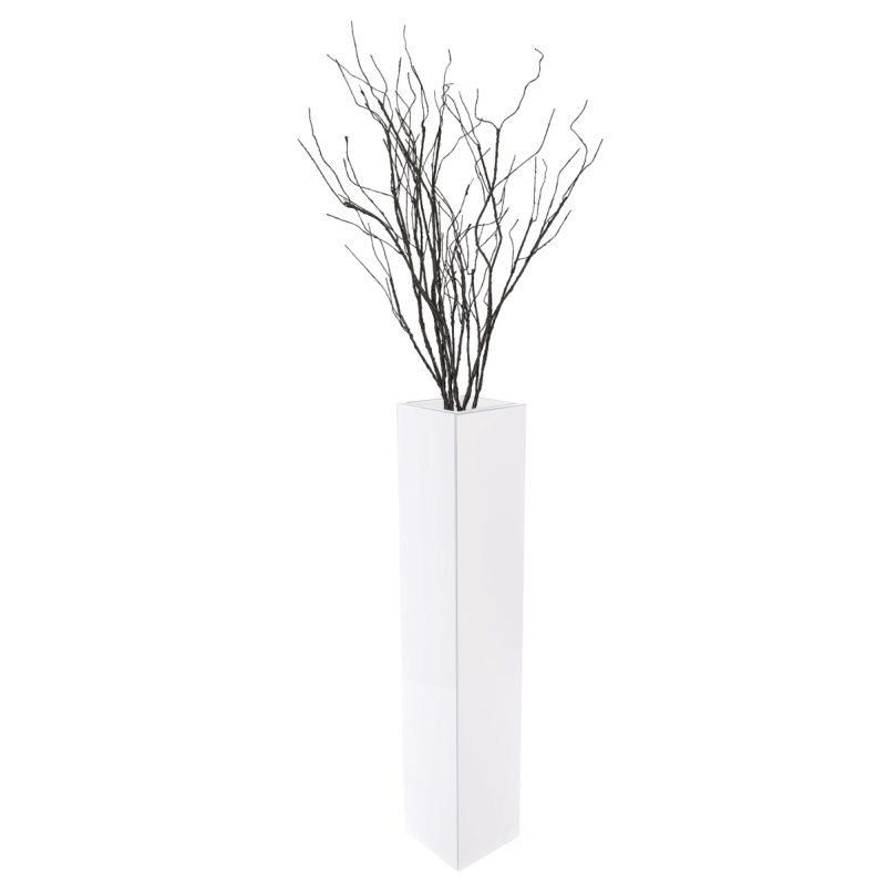 Large Tall Rectangular Wooden Modern Floor Vase - Sleek Contemporary Decor Accent For Living Room, Bedroom, Hallway And Entryway - Handcrafted Decorative Display Piece With Elegant Design