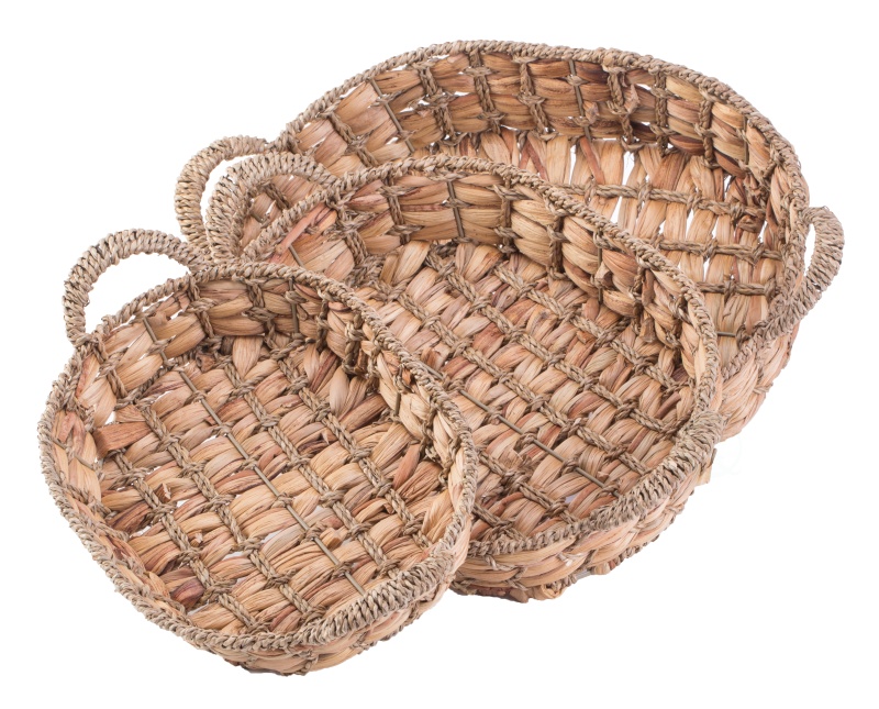 Seagrass Fruit Bread Basket Tray With Handles