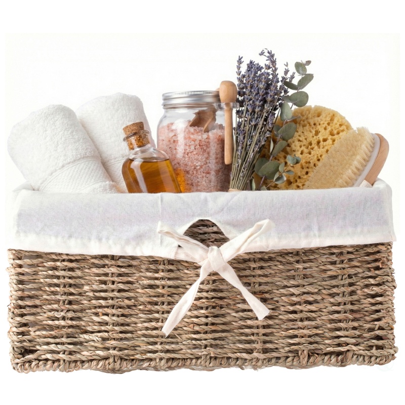 Seagrass Shelf Basket Lined With White Lining