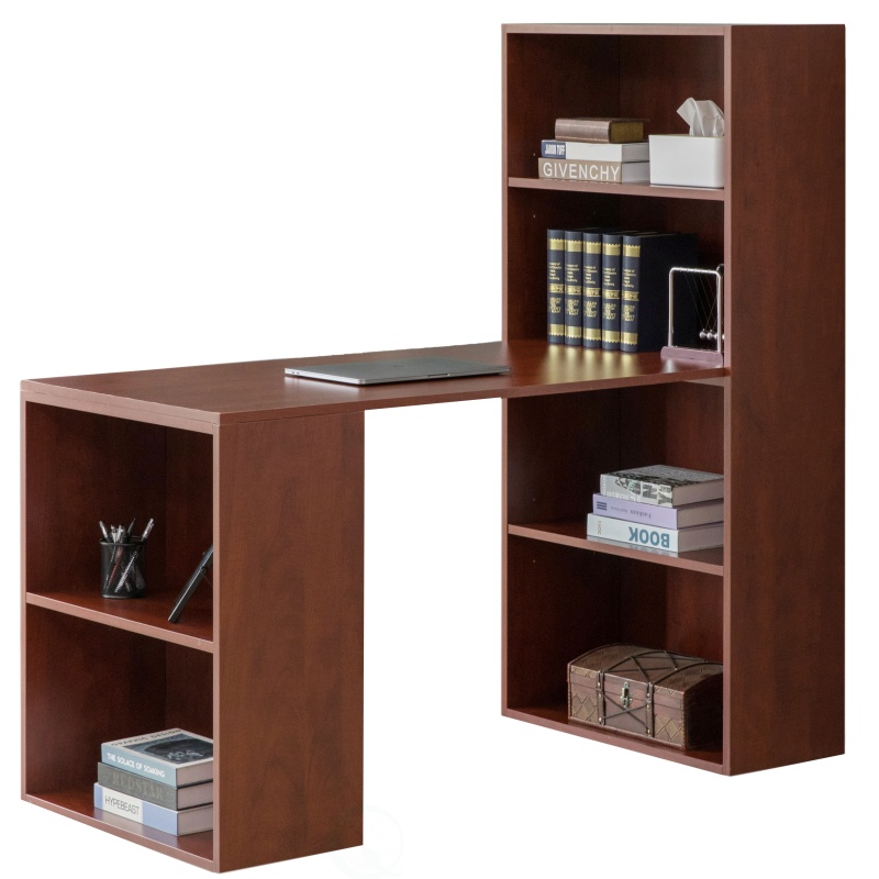 Computer Writing Workstation Table With Combo Bookshelf Bookcase