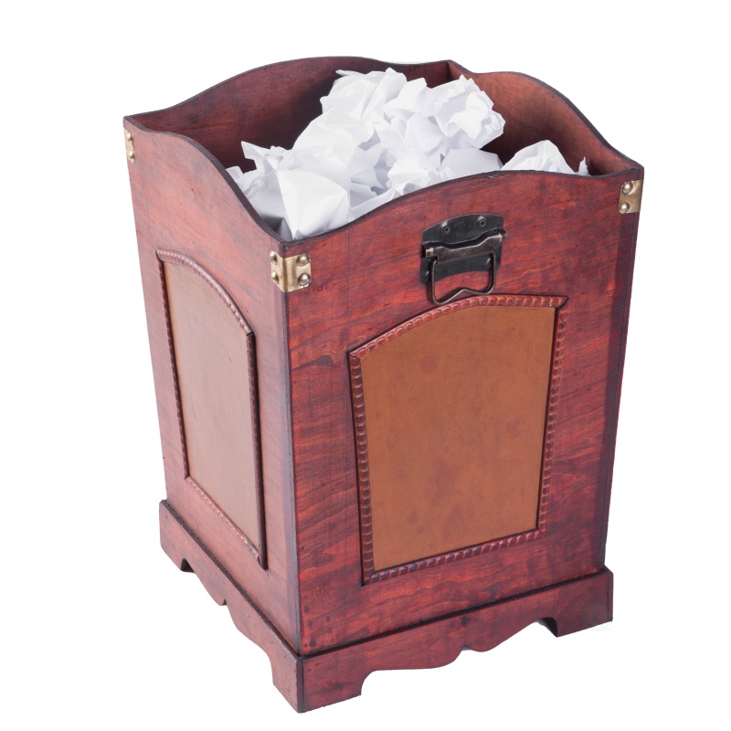 Antique Wooden Waste Can-Bin With Handle