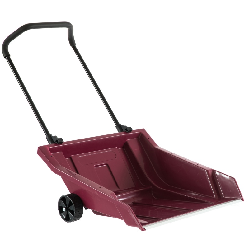 Heavy Duty Snow Rolling Remover With Wheels And Wide Blade, Red