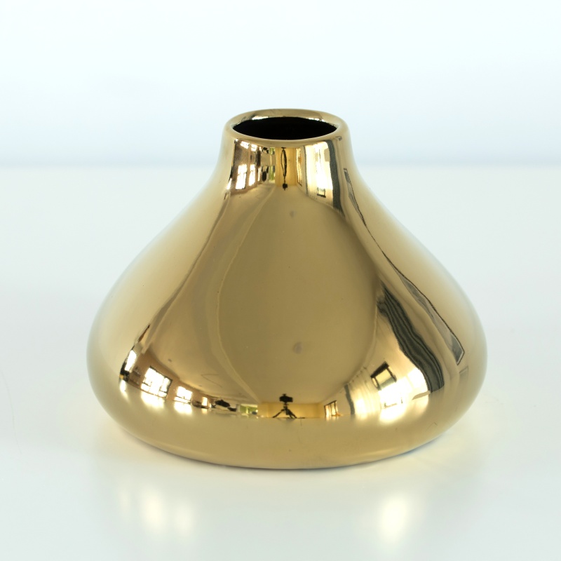 Decorative Ceramic Modern Centerpiece Table Flower Vase, Gold