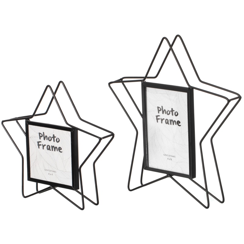 Modern Star Shape Black Metal Decor Photo Frame For Tabletop Display