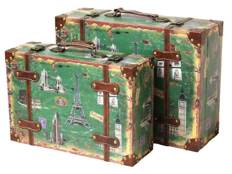 Vintage Style European Luggage Suitcase Set of 2