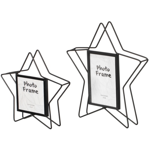 Modern Star Shape Black Metal Decor Photo Frame For Tabletop Display