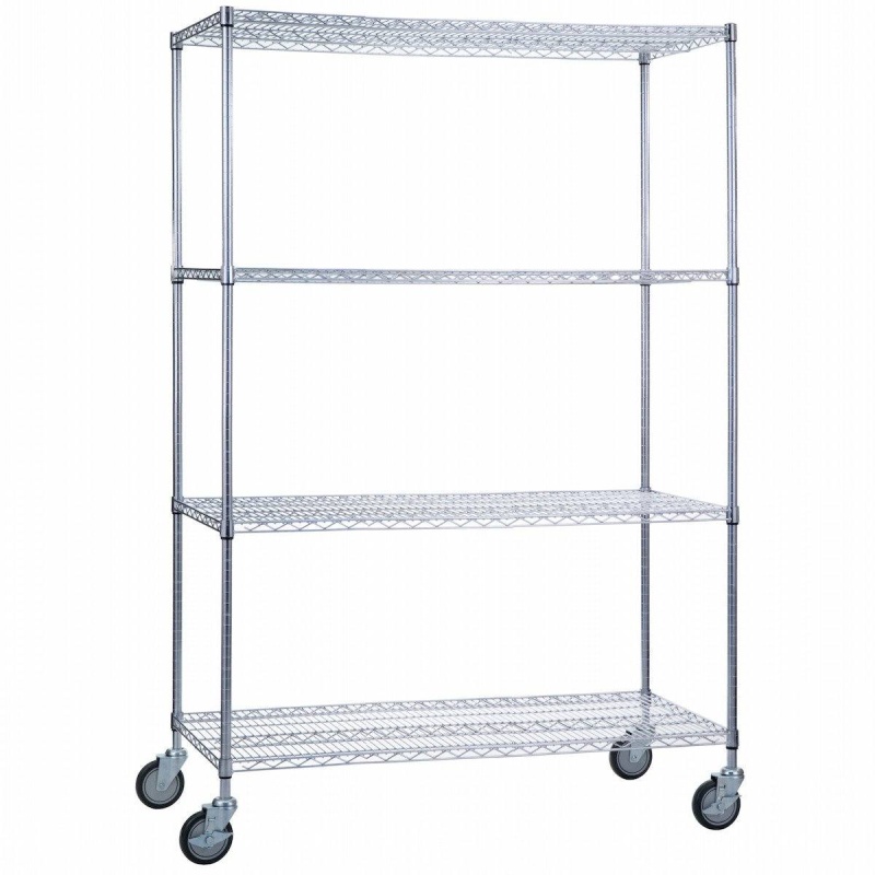 Rolling Wire Shelving Cart 18 X 48 X 78 With Wire Shelves