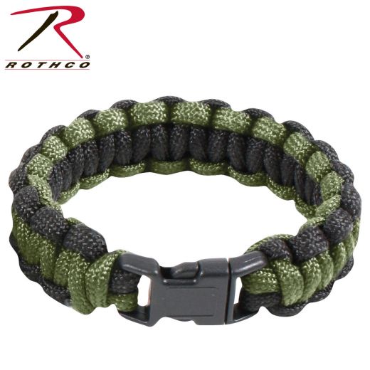 Rothco Two-Tone Paracord Bracelet Color: Olive Drab / Black/Length: 7 Inches
