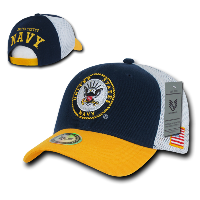 Deluxe Mesh Military Caps, Navy, Nvygold