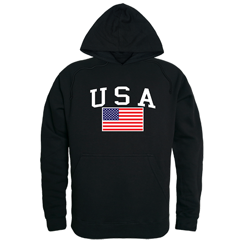 Graphic Pullover, Usa & Flag, Black, Xl
