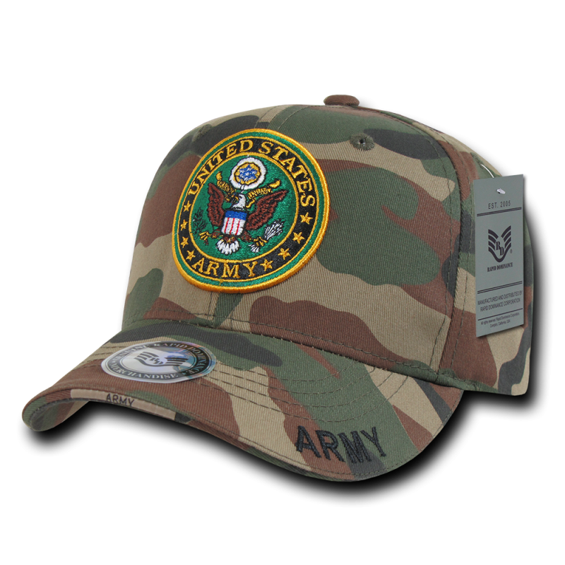Camo Military Caps, Army Logo, Woodland