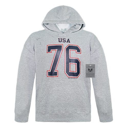 Graphic Pullover Hoodie, Usa, H.Grey, 2x