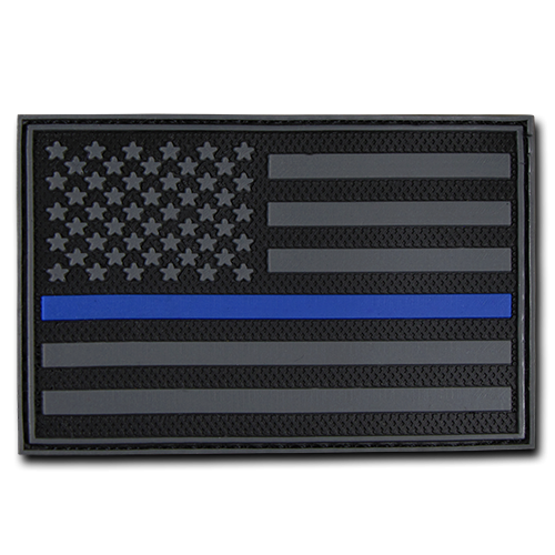 Rubber Patch (3""X2""),Usa, Thin Blue Line