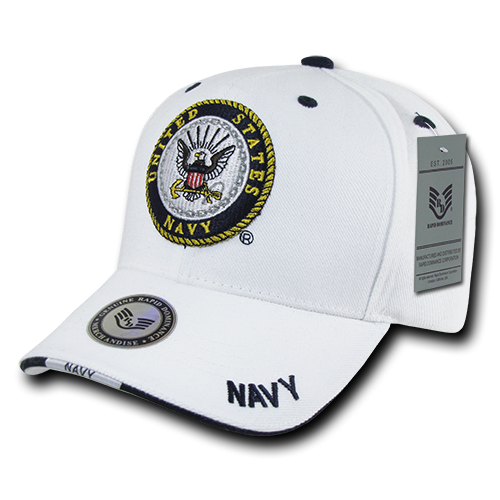 White Military Caps, Navy, Wht