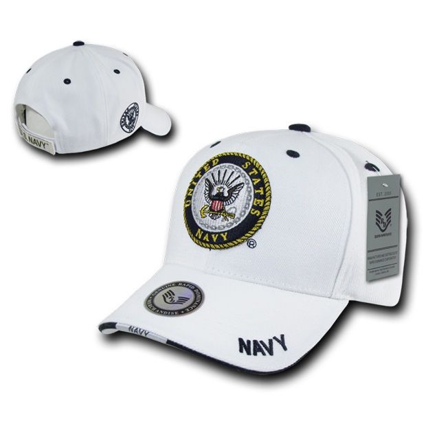 White Military Caps, Navy, Wht