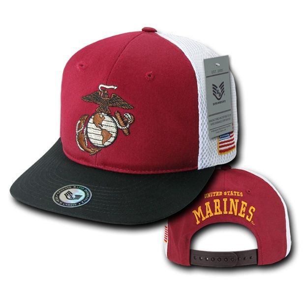 Deluxe Mesh Military Caps,Marines,Carblk