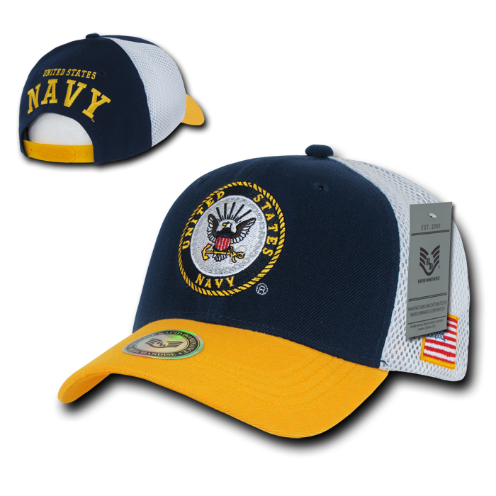 Deluxe Mesh Military Caps, Navy, Nvygold