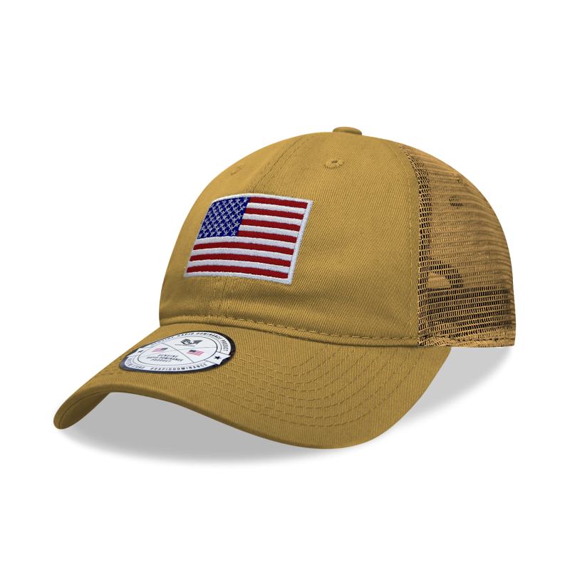 Relaxed Trucker Cap, Usa Flag, Coyote