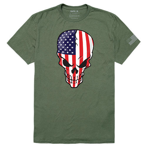Tactical Graphic T, Skull Flag, Olv, s
