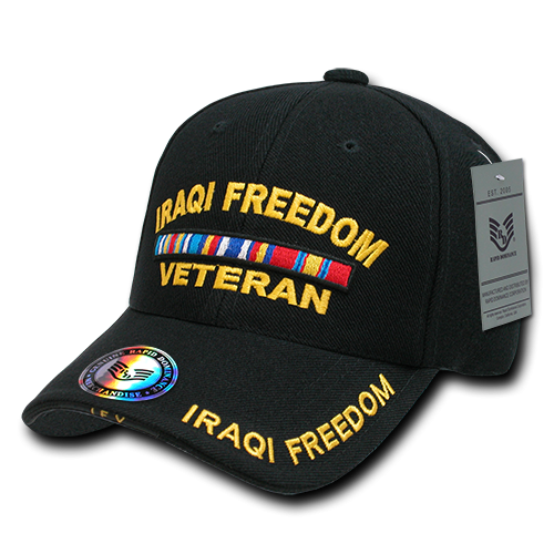 Deluxe Milit. Caps, Iraqifree.Vet, Black