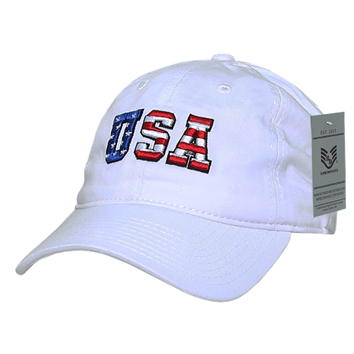 Relaxed Graphic Cap, Us Flag Letters,Wht