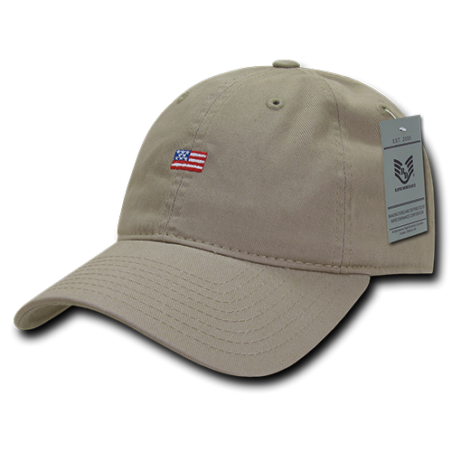 Relaxed Graphic Cap, Small Usa Flag, Kha