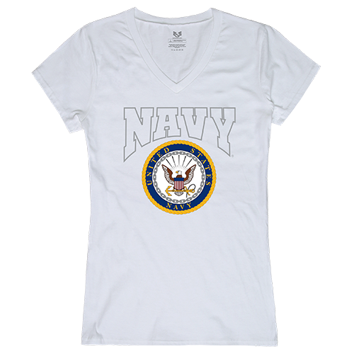 Graphic V-Neck, Navy, White, l