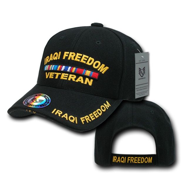 Deluxe Milit. Caps, Iraqifree.Vet, Black