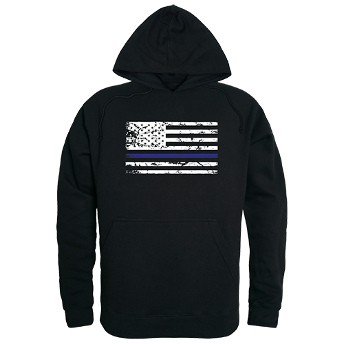Graphic Pullover,Thin Blue Line, Blk, Xl