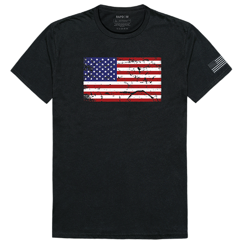 Tactical Graphic T-Shirt, US Flag 2, Blk, XL