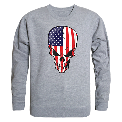 Graphic Crewneck Sweatshirt - Skull Flag, H.Grey, L