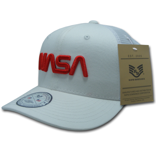 NASA Cotton Trucker Cap, Worm, White