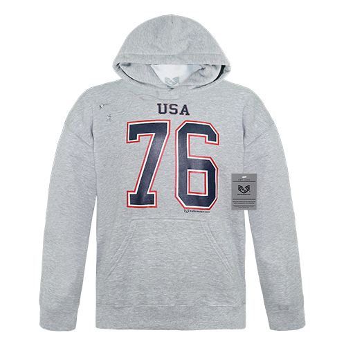 Graphic Pullover Hoodie - USA Design, H. Grey, M