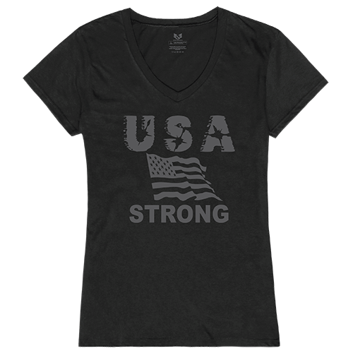 Graphic V-Neck, USA Strong 2, Blk, L