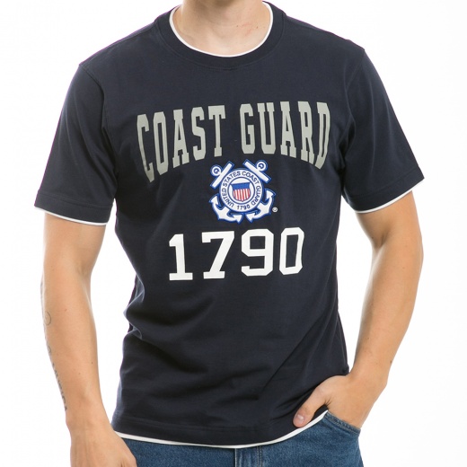 Pitch Double Layer Tee - Coast Guard Design in Navy