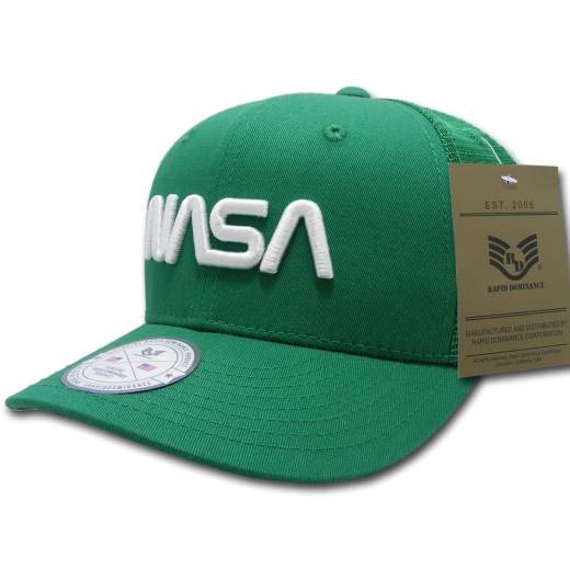 NASA Cotton Trucker Cap, Worm, Kelly