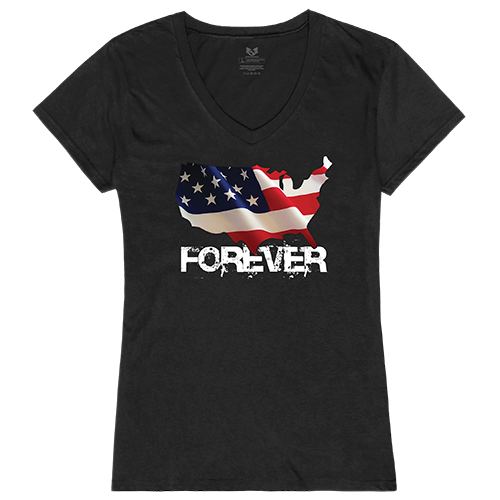Graphic V-Neck T-Shirt - Forever Usa Map, Blk
