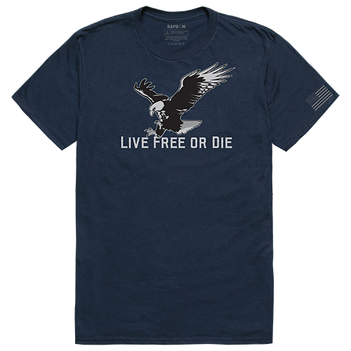 Tactical Graphic T, Live Free, Navy - Premium Patriotic Crew Neck Tee