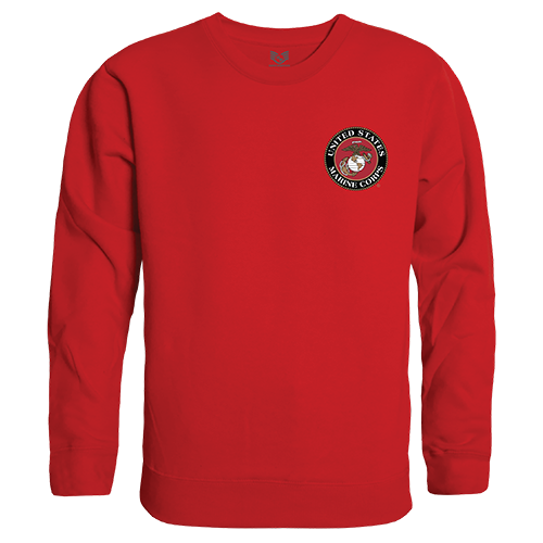 Graphic Crewneck Sweatshirt with Usmc Emblem, Red, XL